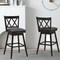 2 Pieces 29 Inches Swivel Counter Height Barstool Set with Rubber Wood Legs